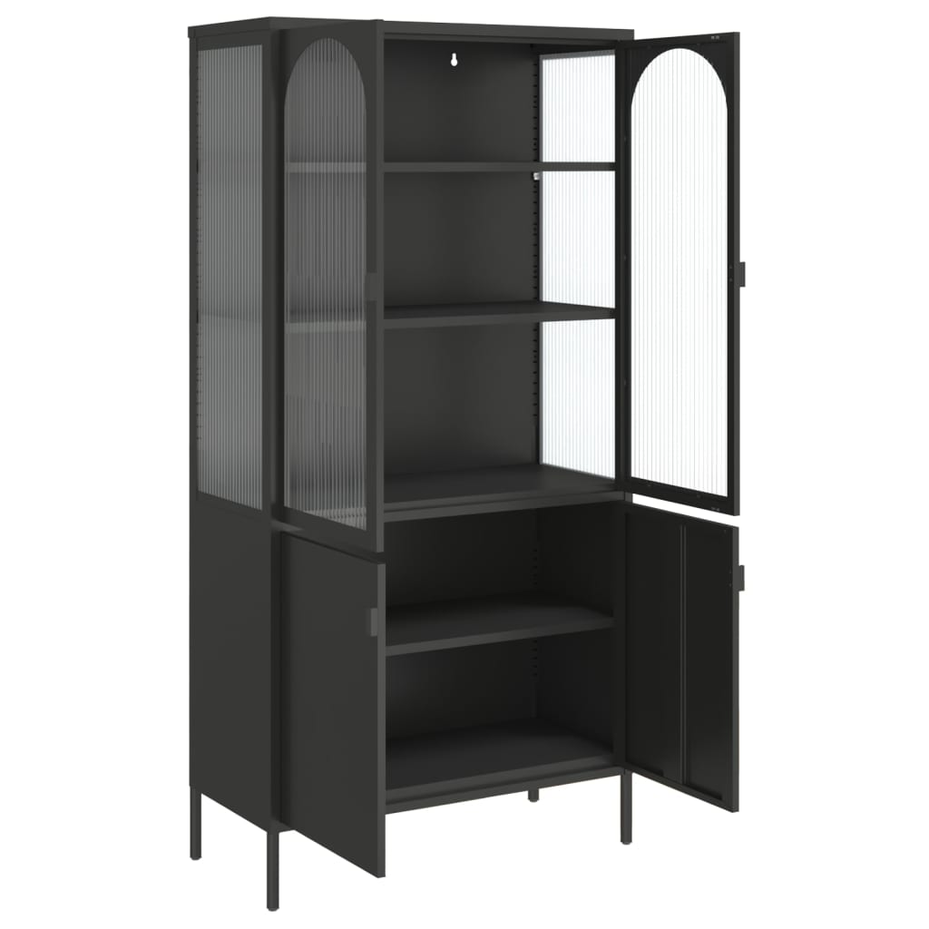 Skåp Svart 90x40x180 cm glas och stål