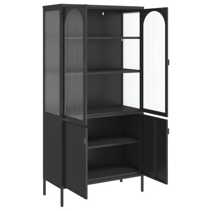 Skåp Svart 90x40x180 cm glas och stål