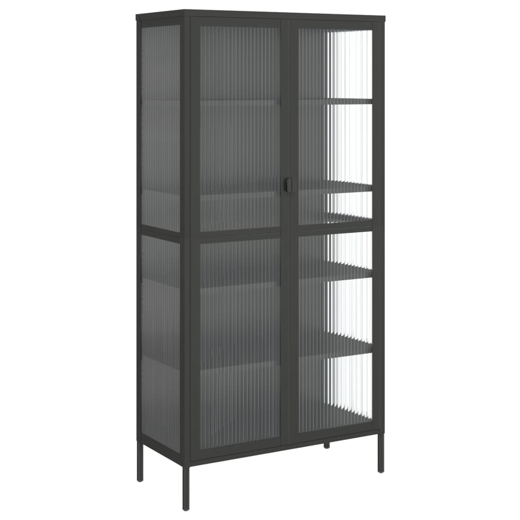 Skåp Svart 85x40x180 cm glas och stål