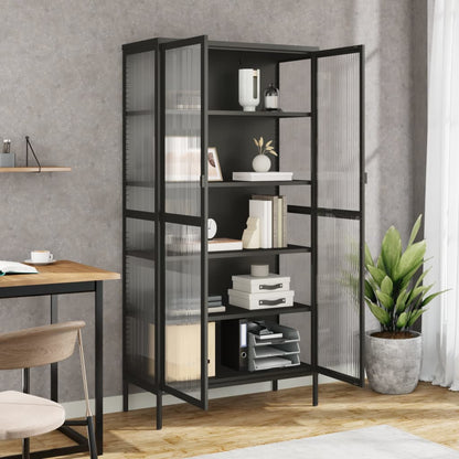 Skåp Svart 85x40x180 cm glas och stål