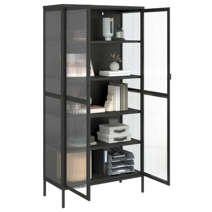 Skåp Svart 85x40x180 cm glas och stål
