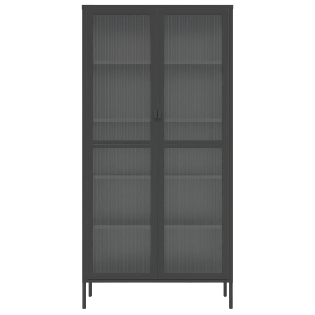 Skåp Svart 85x40x180 cm glas och stål