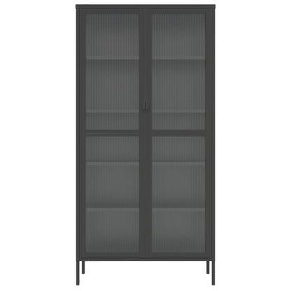 Skåp Svart 85x40x180 cm glas och stål
