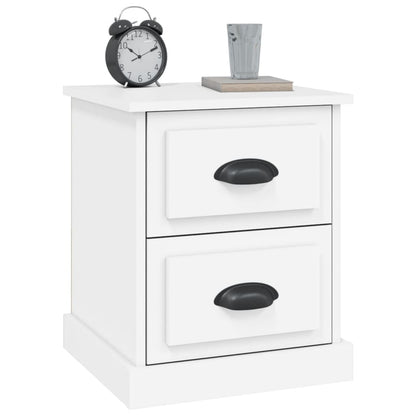 Sängbord 2 st vit 39x39x47,5 cm konstruerat trä