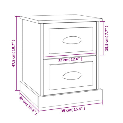 Sängbord 2 st vit 39x39x47,5 cm konstruerat trä