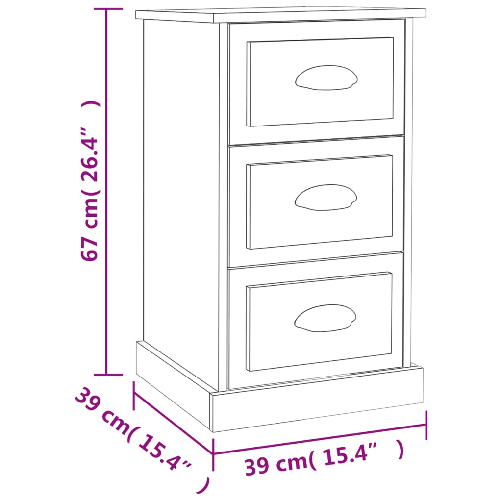 Sängbord Nattduksbord Vit 39x39x67 cm