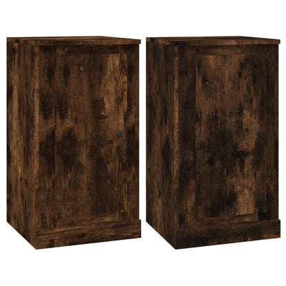 Skåp 2 st rökfärgad ek 37,5x35,5x67,5 cm konstruerat trä