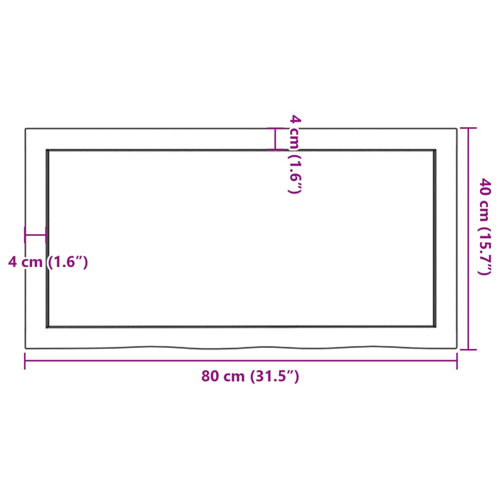 Hyllplan 80x40x(2-6) cm obehandlad massiv ek