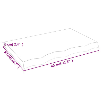 Hyllplan 80x50x(2-6) cm obehandlad massiv ek