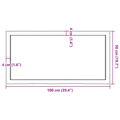 Hyllplan 100x50x(2-6) cm obehandlad massiv ek