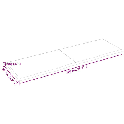 Hyllplan 200x60x(2-4) cm obehandlad massiv ek