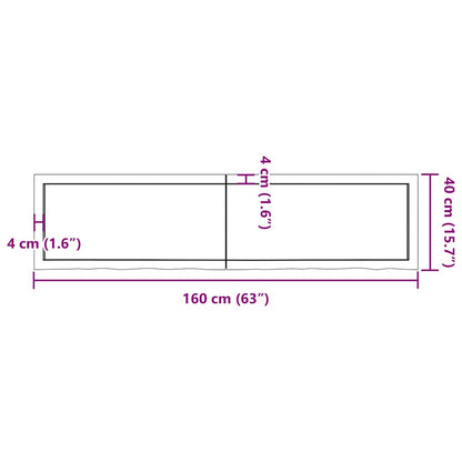 Vägghylla ljusbrun 160x40x(2-4) cm behandlad massiv ek