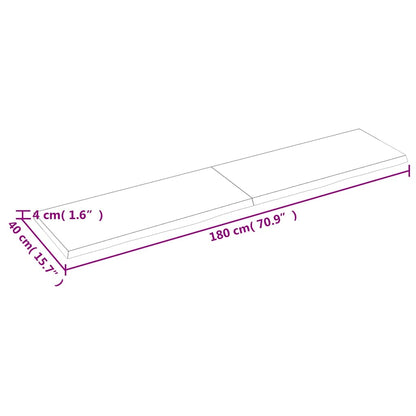 Vägghylla ljusbrun 180x40x(2-4) cm behandlad massiv ek
