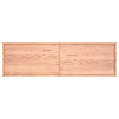 Vägghylla ljusbrun 200x60x(2-4) cm behandlad massiv ek