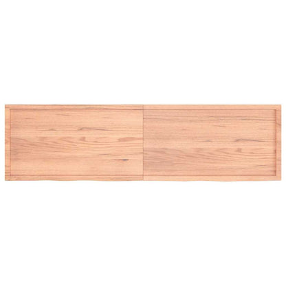 Vägghylla ljusbrun 220x60x(2-4) cm behandlad massiv ek