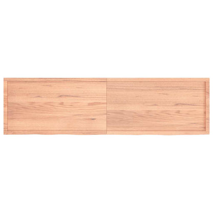 Vägghylla ljusbrun 220x60x(2-6) cm behandlad massiv ek