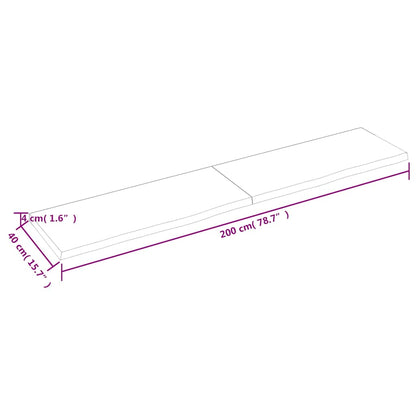 Vägghylla mörkbrun 200x40x(2-4) cm behandlad massiv ek