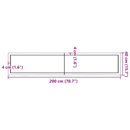 Vägghylla mörkbrun 200x40x(2-4) cm behandlad massiv ek