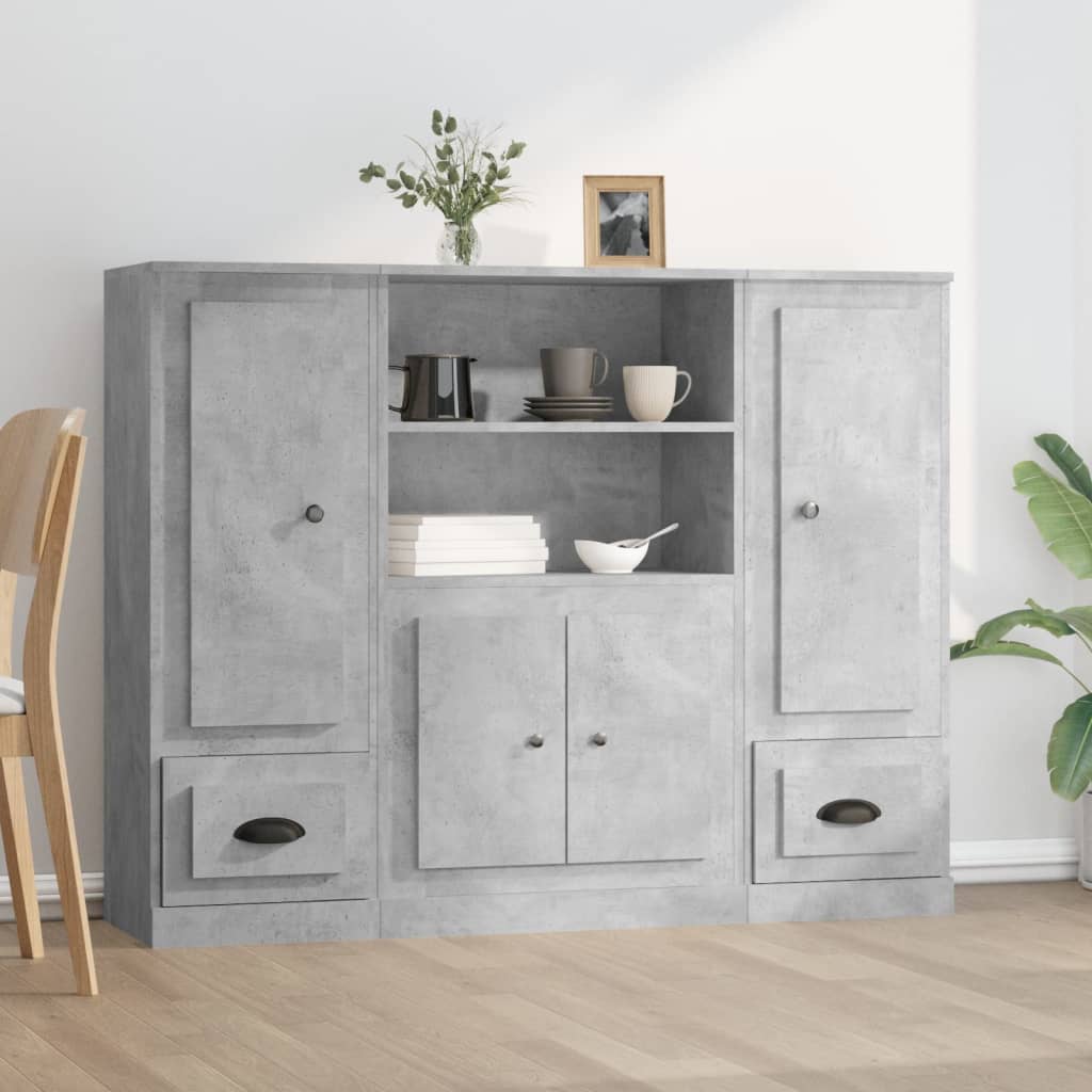 Skåp Betonggrå 3 st