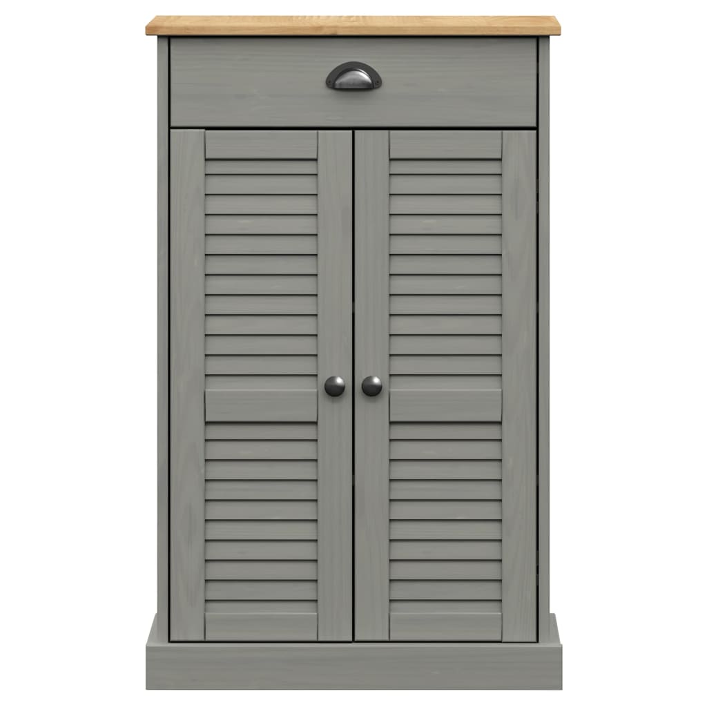 Skoställ Grå 60x35x96 cm massiv furu