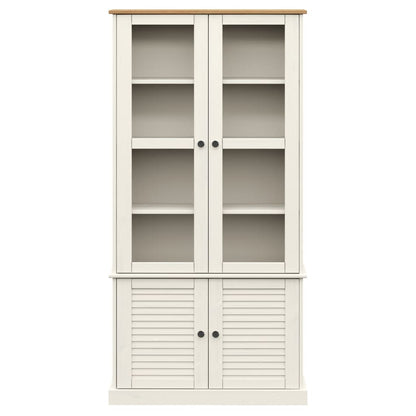 Vitrinskåp med glasdörrar VIGO Vit 85x35x170 cm massiv furu