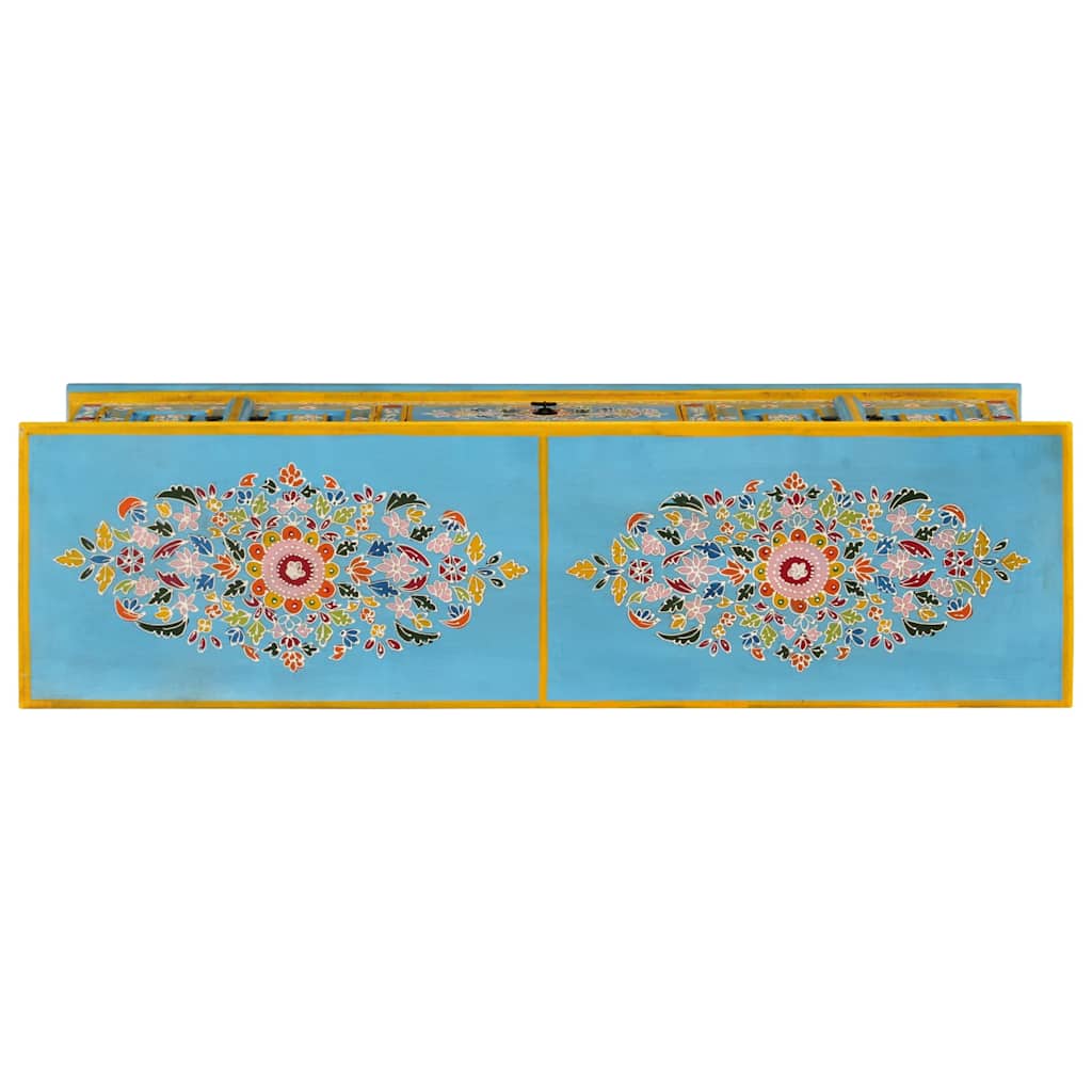 TV-Möbel Trä TV-Bänk blå 110x30x40 cm massivt mangoträ