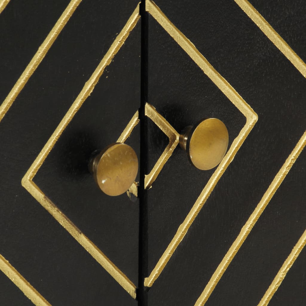 Skänk Svart och guld 110x30x75 cm massivt mangoträ