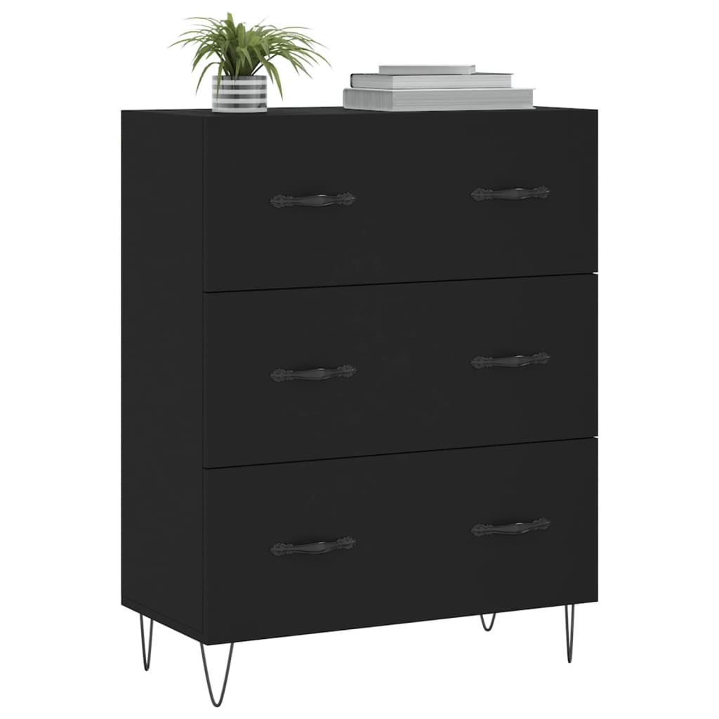 Skåp svart 69,5x34x90 cm konstruerat trä