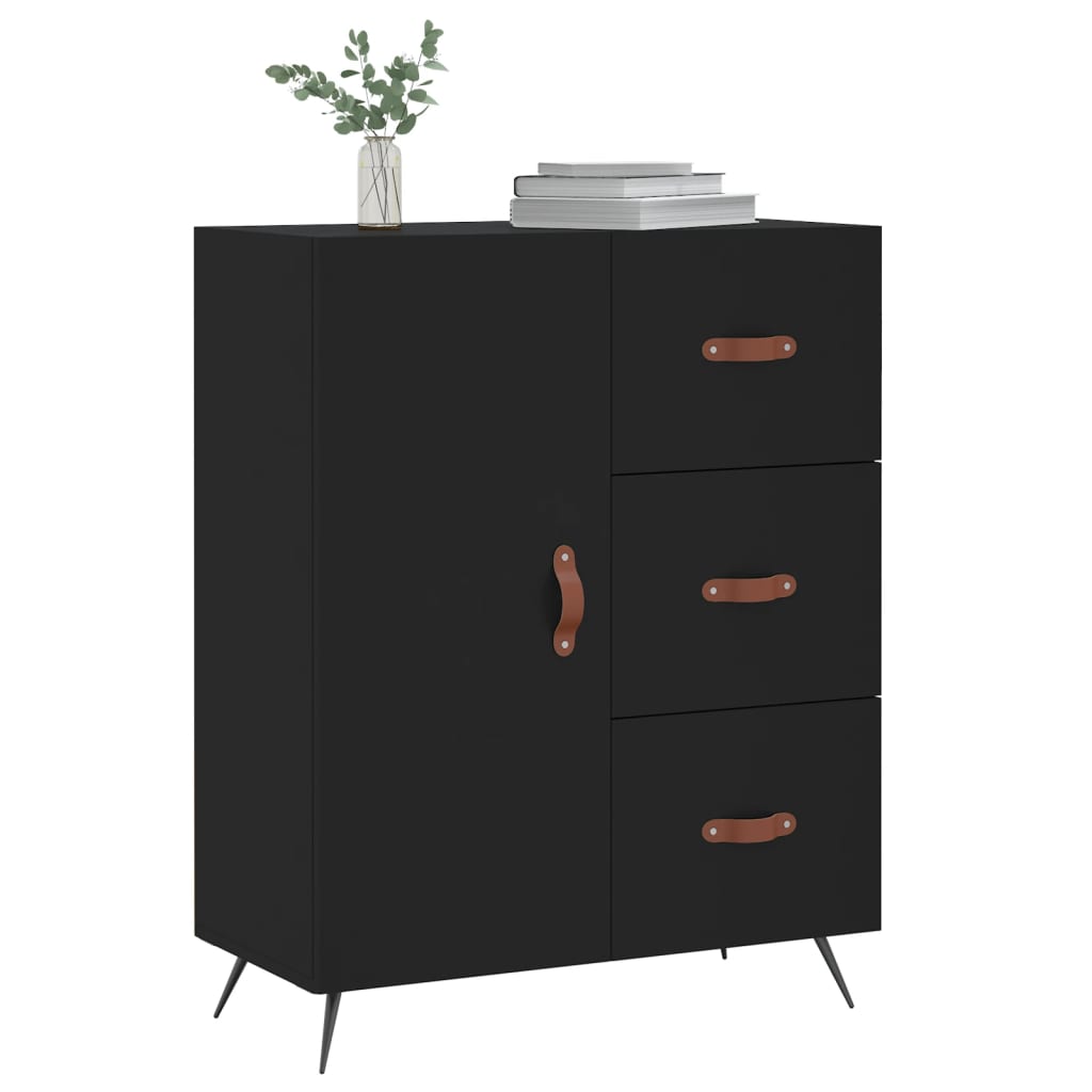 Skåp svart 69,5x34x90 cm konstruerat trä