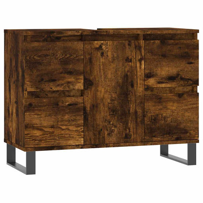 Badrumsskåp Rökfärgad Ek 80x33x60 cm