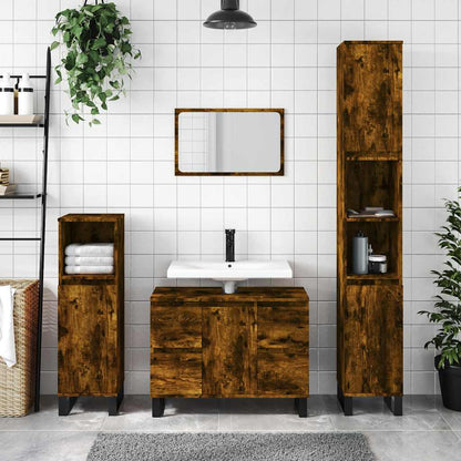 Badrumsskåp Rökfärgad Ek 80x33x60 cm