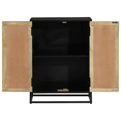 Skänk Trä med 2 dörrar 55x35x75 cm massivt mangoträ och järn