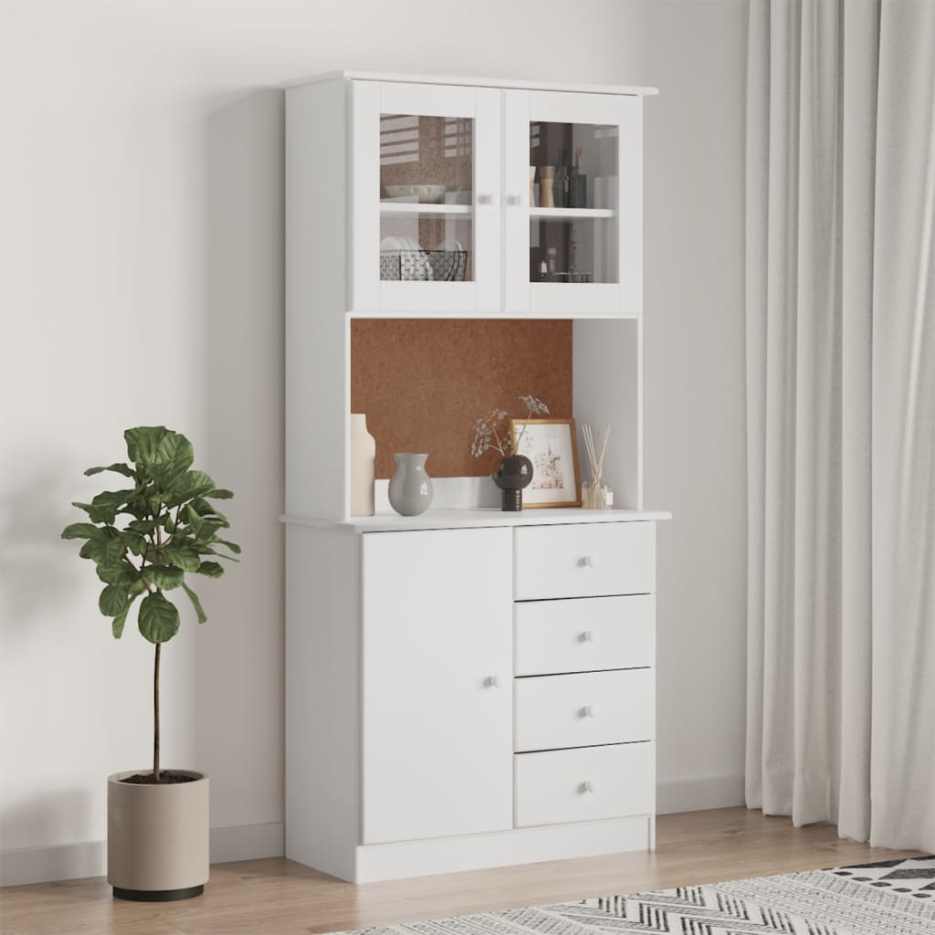 Skåp Vit 77x35x165 cm massiv furu