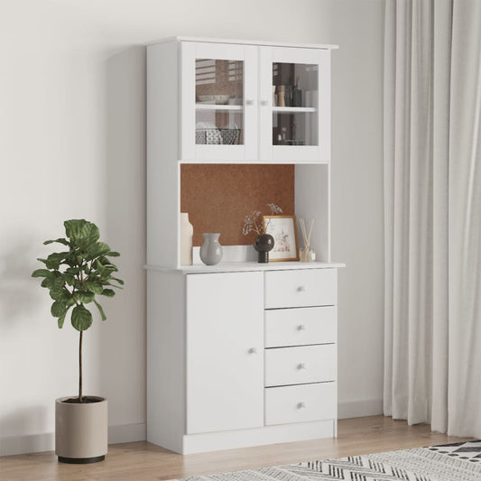 Skåp Vit 77x35x165 cm massiv furu