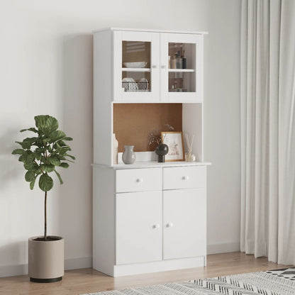Skåp Vit 77x35x165 cm massiv furu
