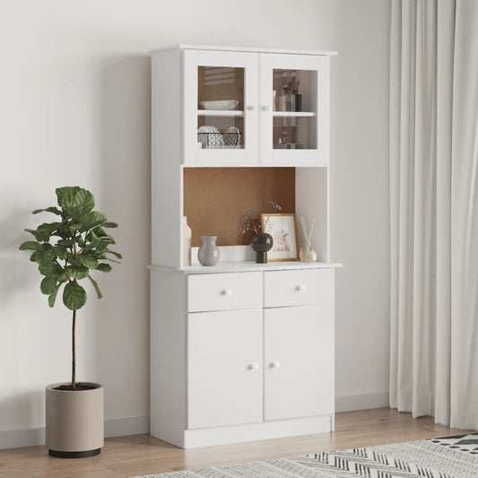 Skåp Vit 77x35x165 cm massiv furu