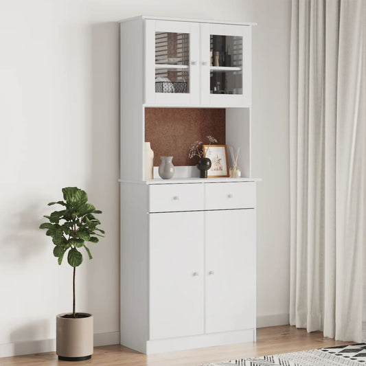 Skåp Vit 77x35x188 cm massiv furu