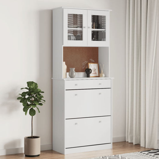 Skåp Vit 77x35x188 cm massiv furu