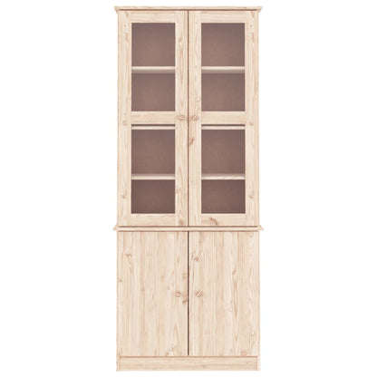 Vitrinskåp trä 77x35x186,5 cm massiv furu