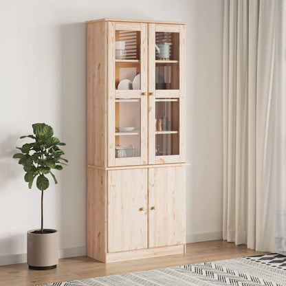 Vitrinskåp trä 77x35x186,5 cm massiv furu