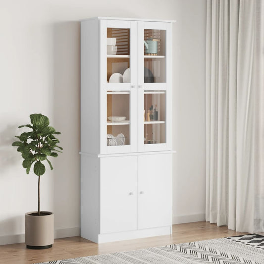 Vitrinskåp vit 77x35x186,5 cm Vit massiv furu