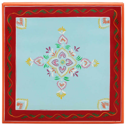 Soffbord Trä blå handmålat massivt mangoträ