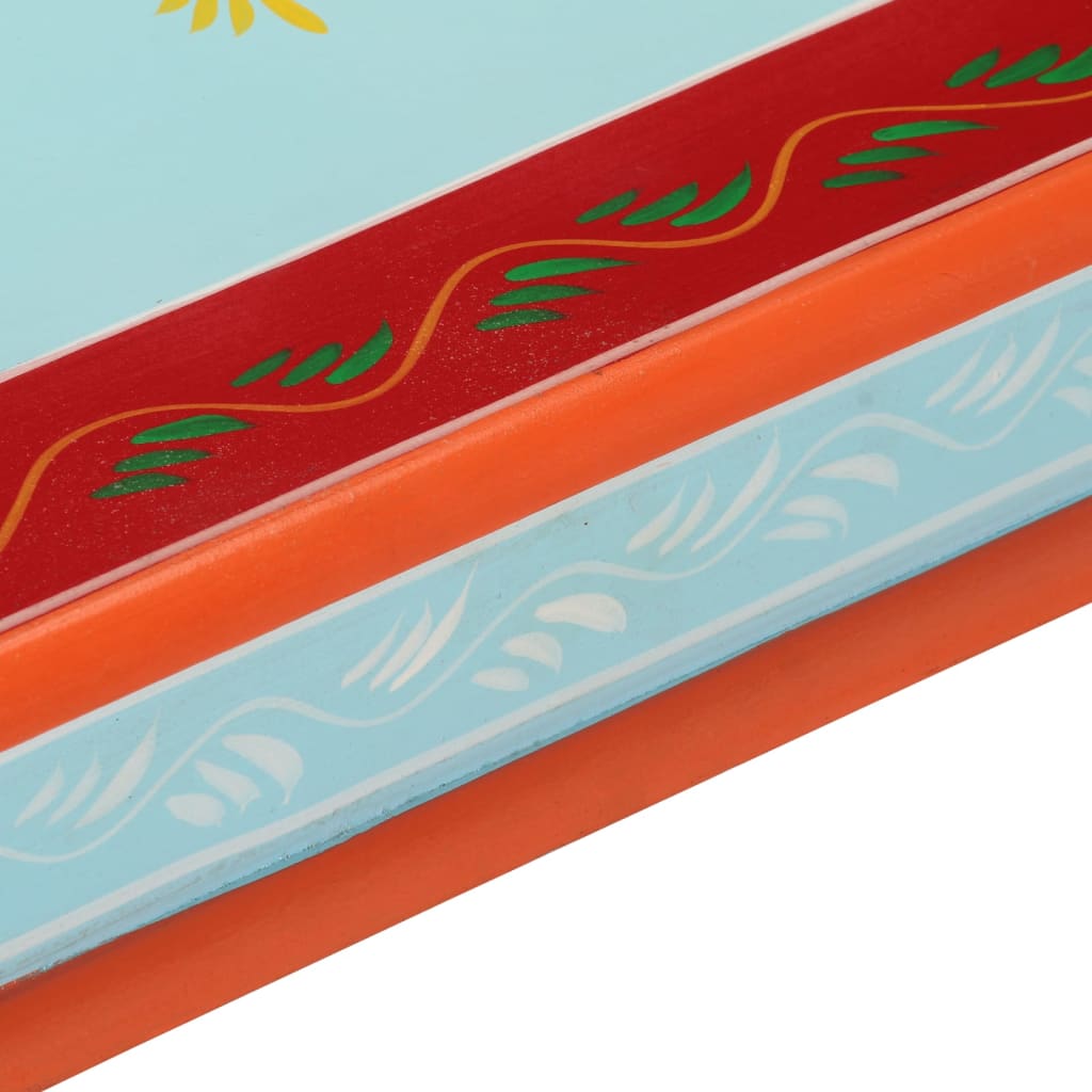 Soffbord Trä blå handmålat massivt mangoträ