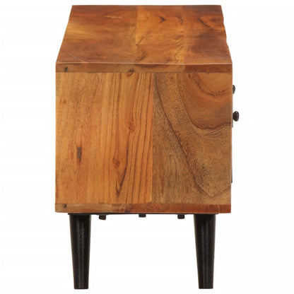 TV-Möbel Trä TV-Bänk med dörrar 112x30x40 cm massivt akaciaträ och metall