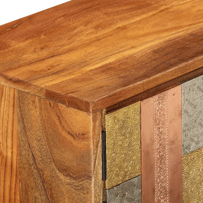 TV-Möbel Trä TV-Bänk med dörrar 112x30x40 cm massivt akaciaträ och metall