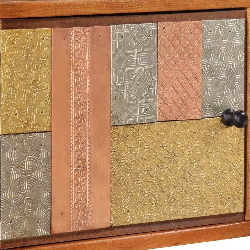 TV-Möbel Trä TV-Bänk med dörrar 112x30x40 cm massivt akaciaträ och metall