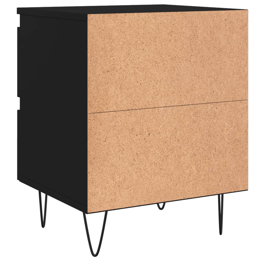 Sängbord 2 st svart 40x35x50 cm konstruerat trä