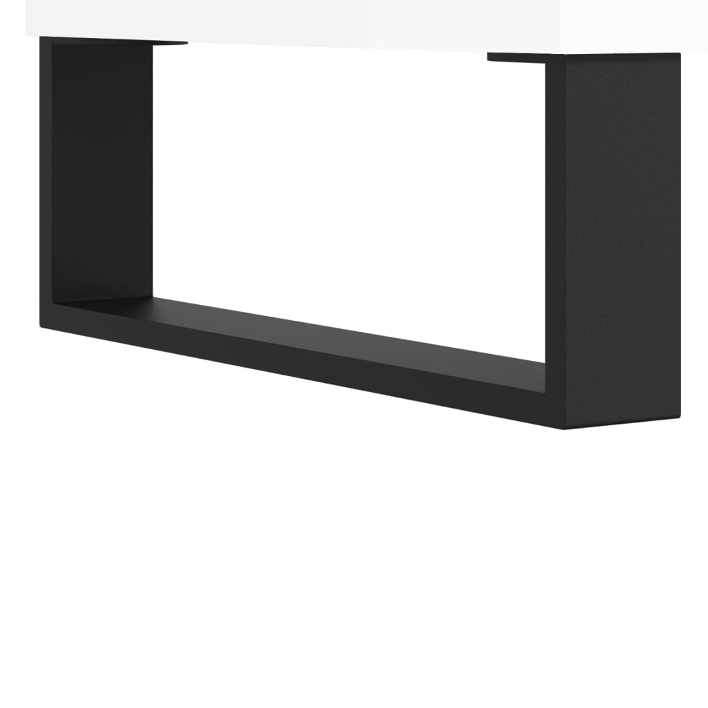 Sängbord 2 st vit högglans 40x35x50 cm konstruerat trä