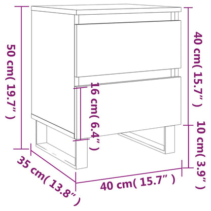 Sängbord 2 st rökfärgad ek 40x35x50 cm konstruerat trä