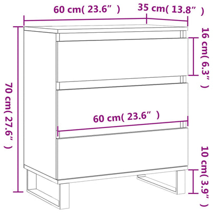 Byrå vit 60x35x70 cm konstruerat trä